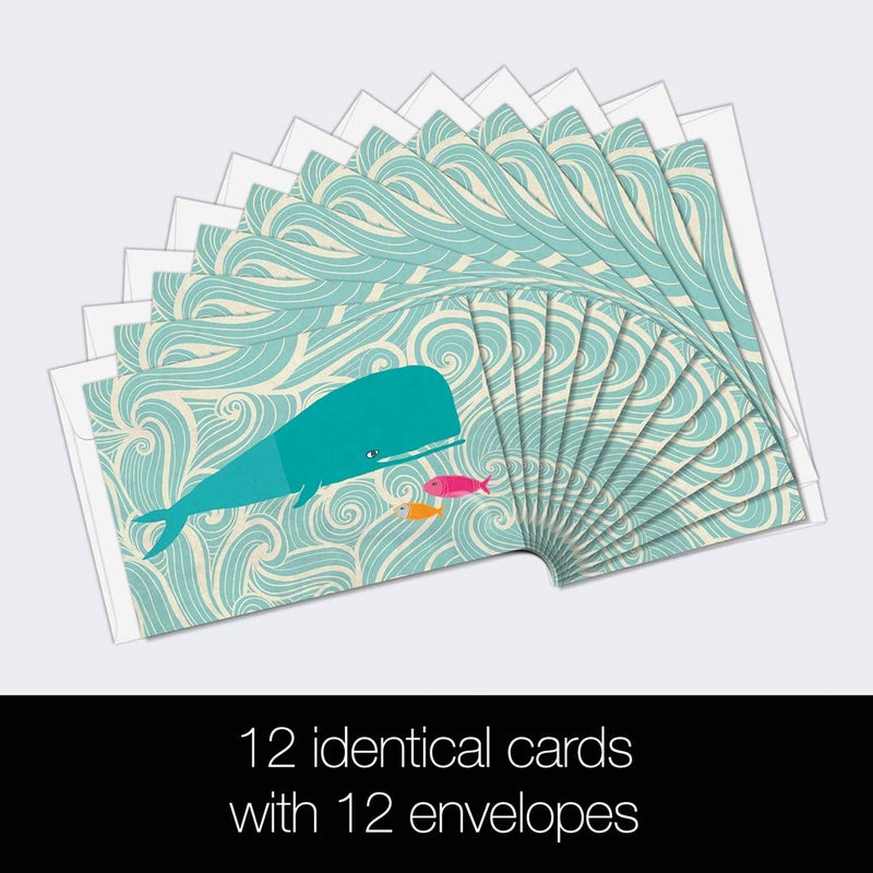 Tree-Free Greetings - All Occasion Cards - Artful Designs - 12 Greeting Cards + White Envelopes - Made in USA - 100% Recycled Paper - 4 x 6 - Whale of a Time (FS56236) - Image 2